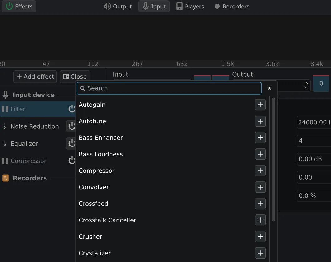 Adding effects into effects chain of Easy Effects
