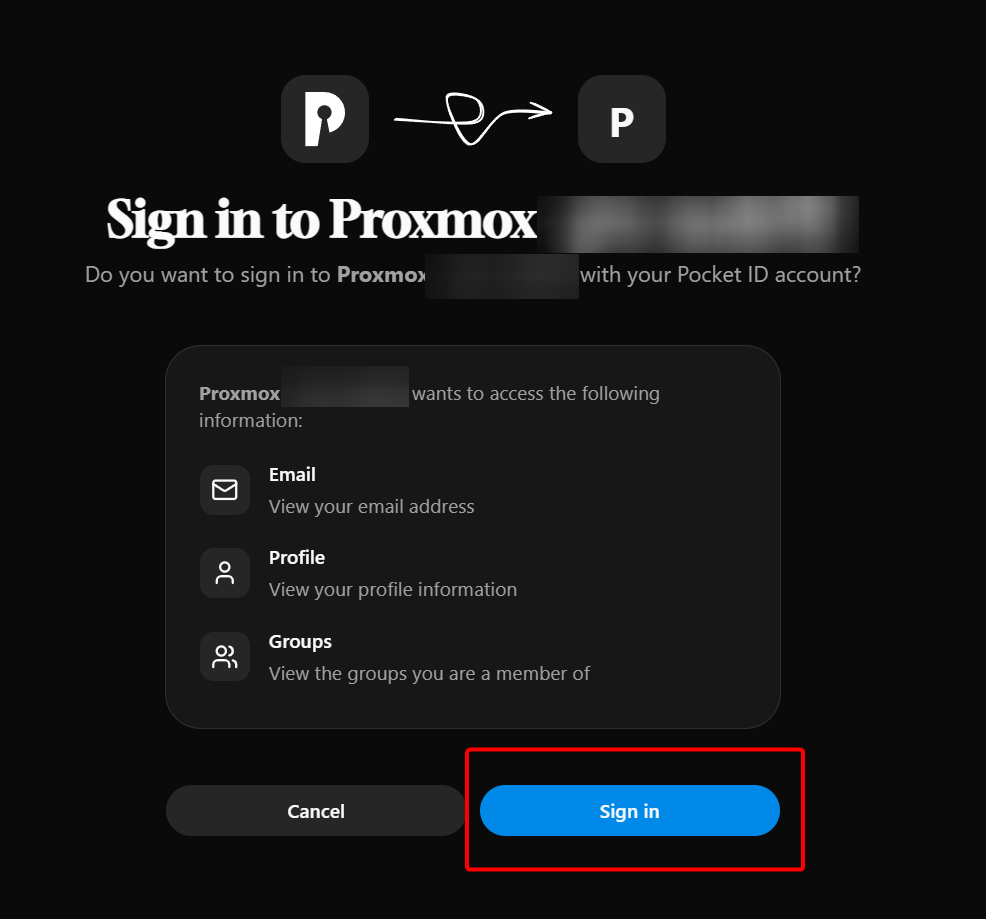 Now perform the login via Pocket ID.