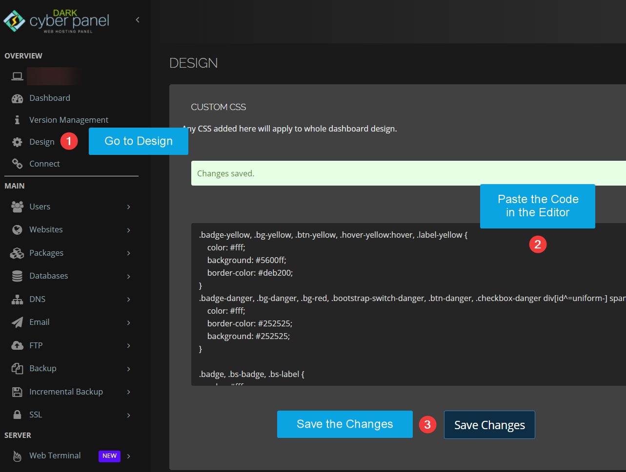 CyberPanel Dark Mode - How to Apply Changes