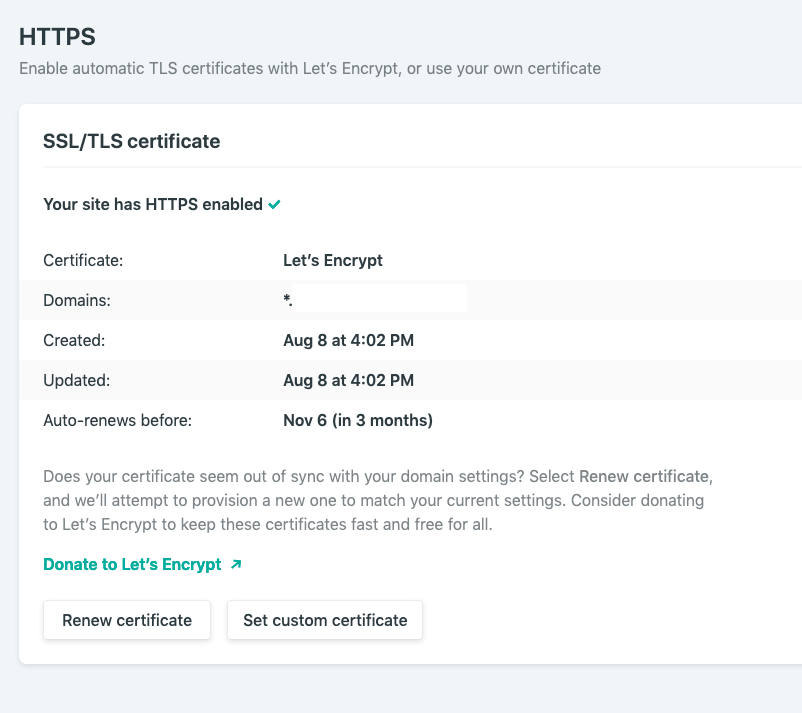 netlify will provide a LetsEncrypt certificate for your domain automatically