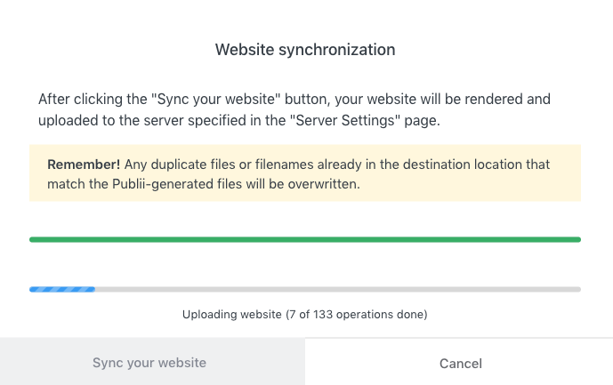 Publii - Sync Website Process