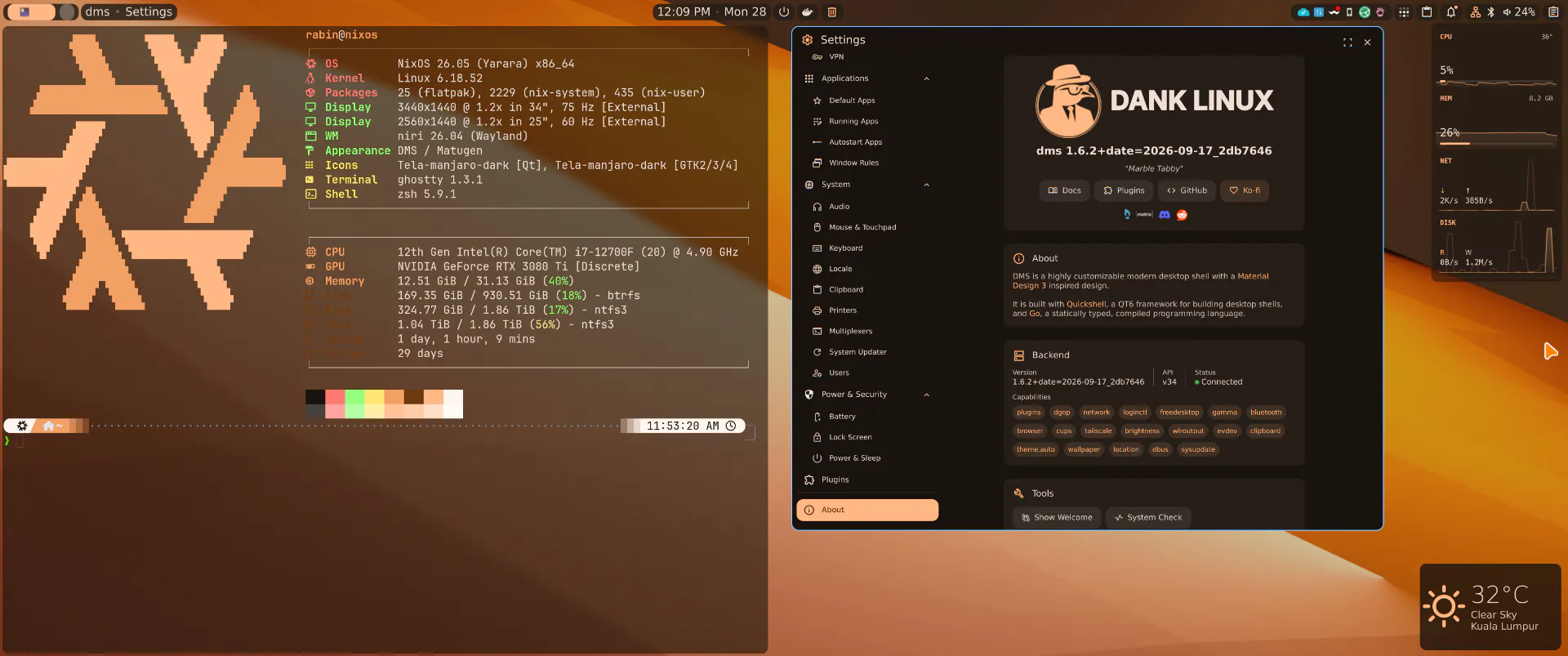 Dank Linux with Niri on NixOS