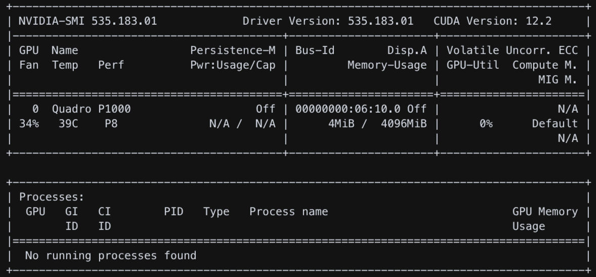 nvidia smi command output in ubuntu vm plex