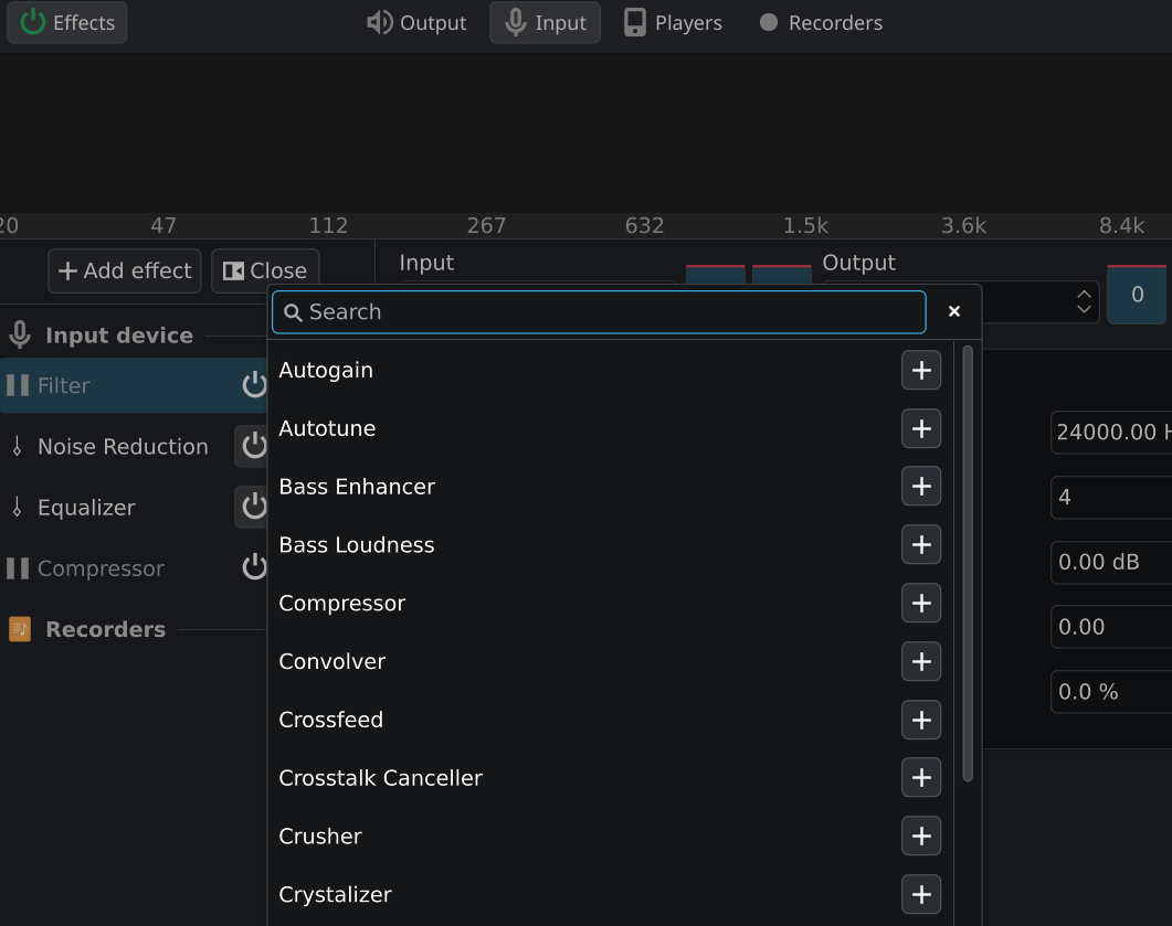 Adding effects into effects chain of Easy Effects