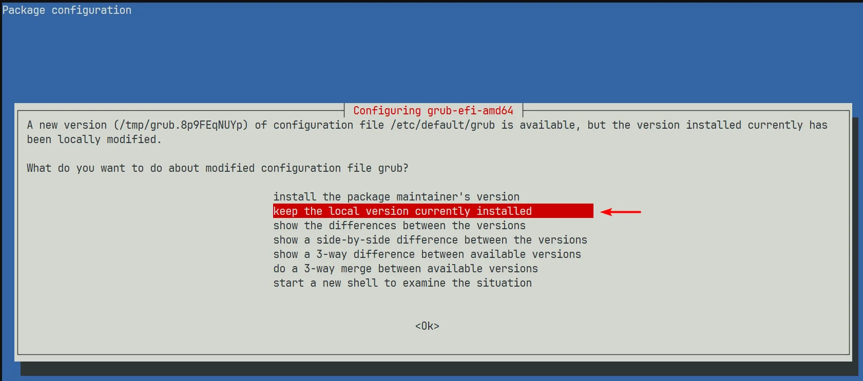 Grub configuration options