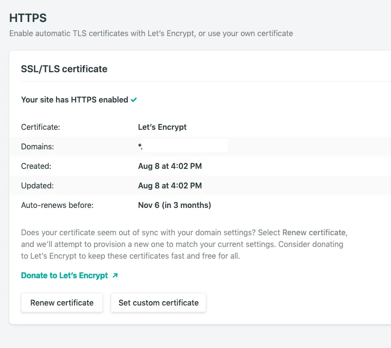 netlify will provide a LetsEncrypt certificate for your domain automatically