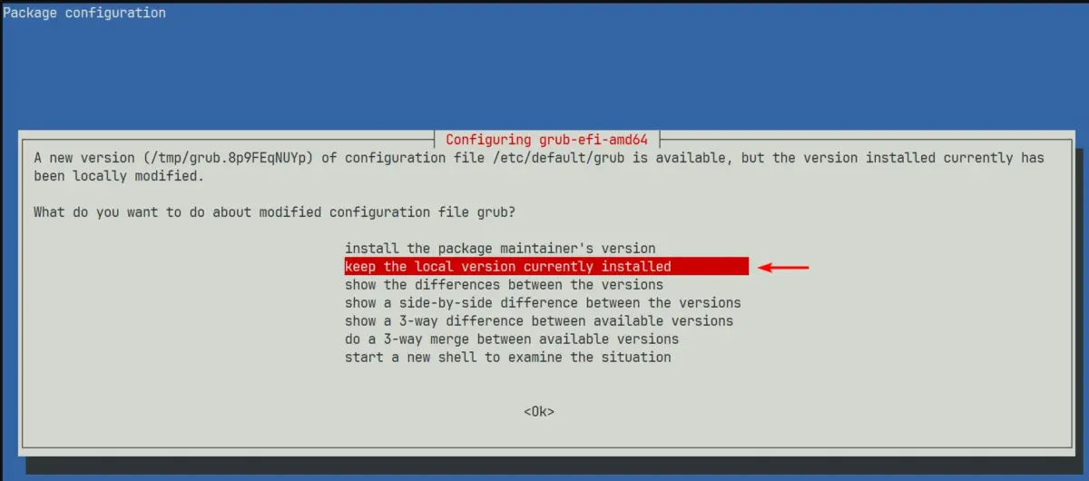 Grub configuration options